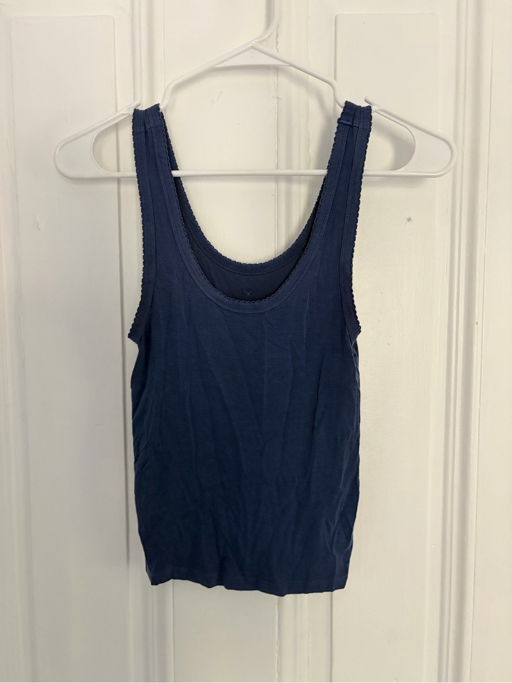 American Eagle Outfitters Navy Ribbed Scoop Tank Top